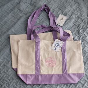 Trader Joe's Cream and Lavender Mini Canvas Tote Bag (One bag)